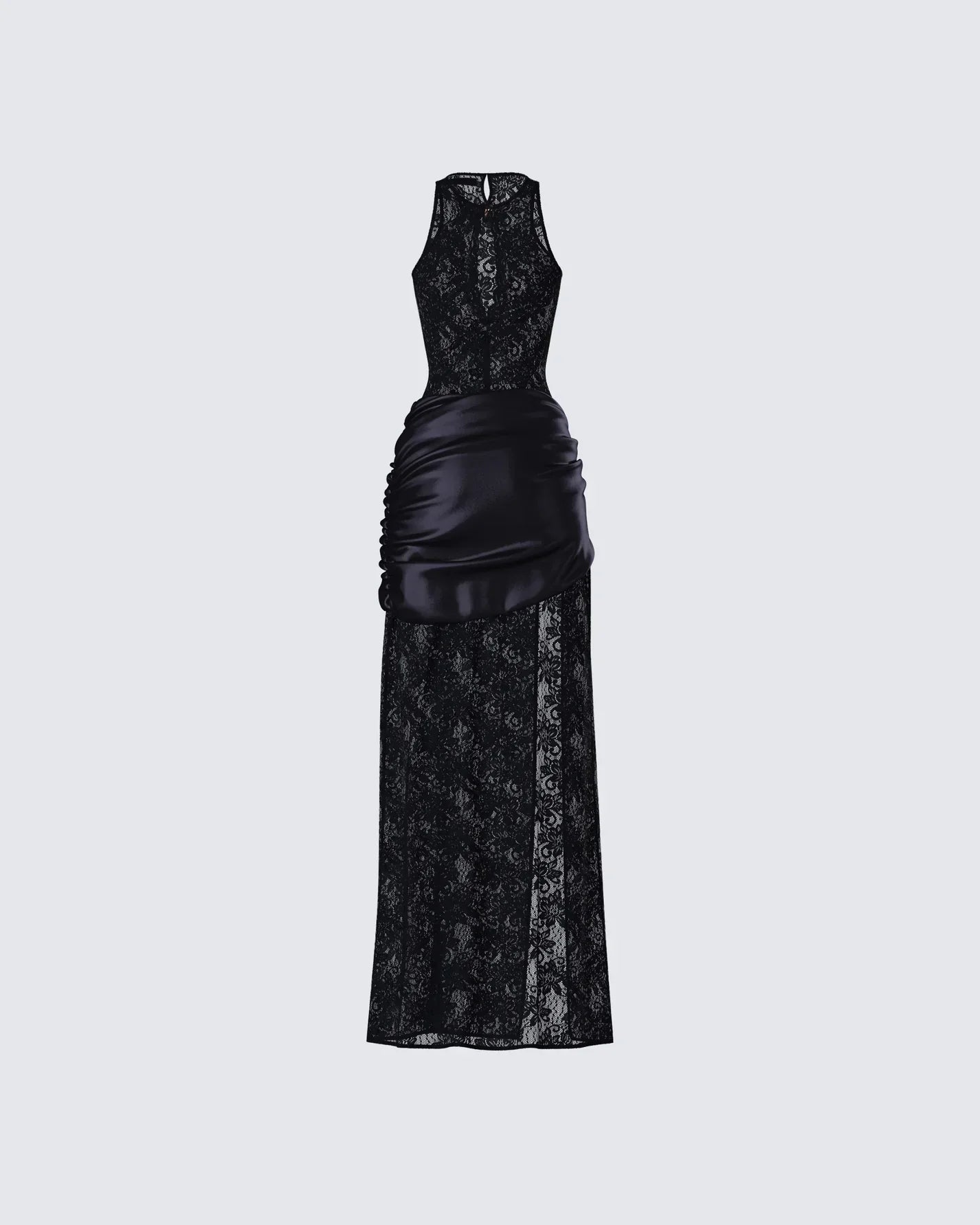SECRET Thigh-High Slit Lace Maxi Dress