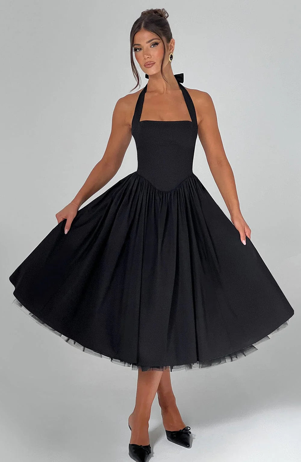 EVANA MIDI DRESS – BLACK