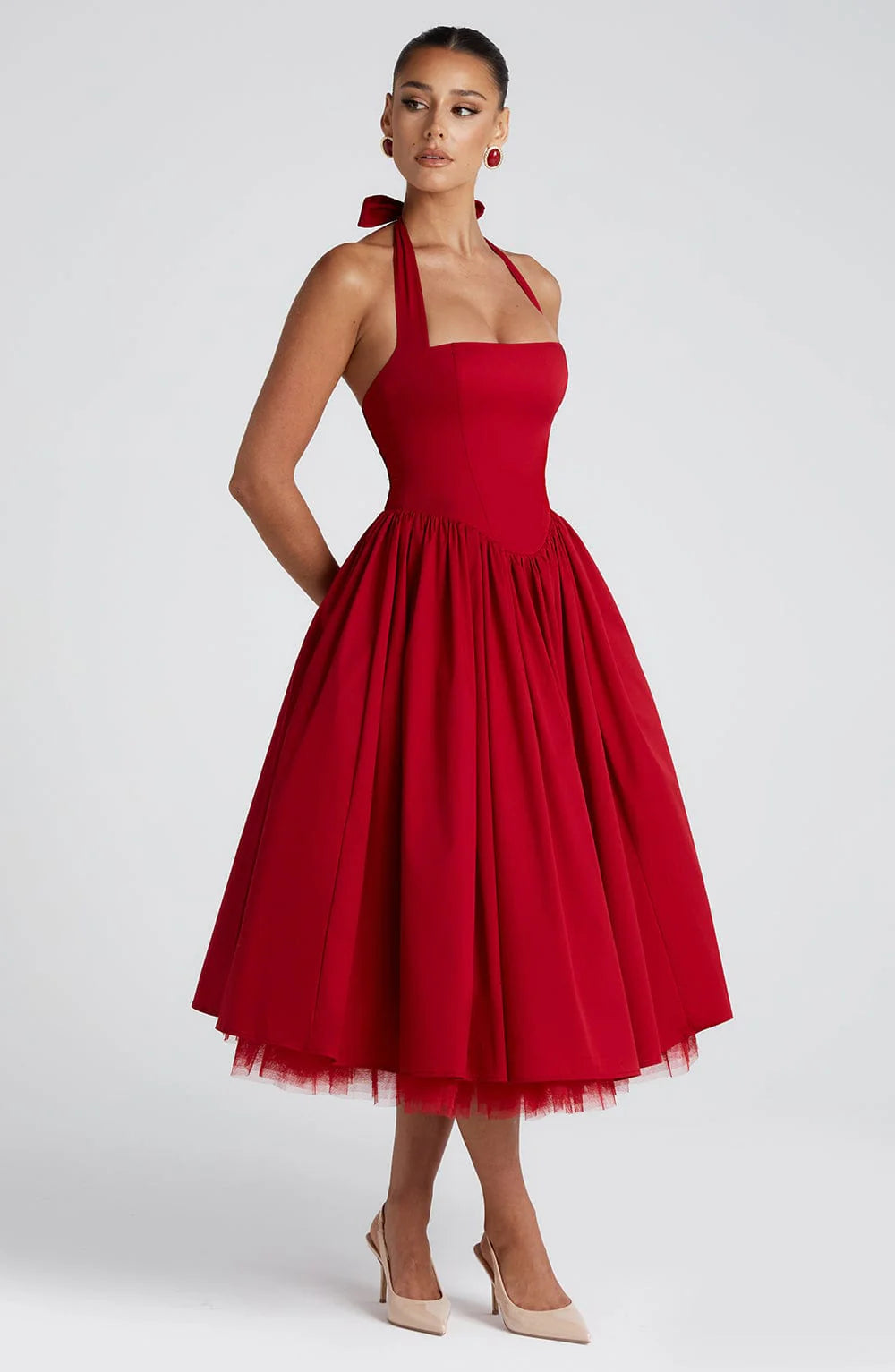 EVANA MIDI DRESS – RED