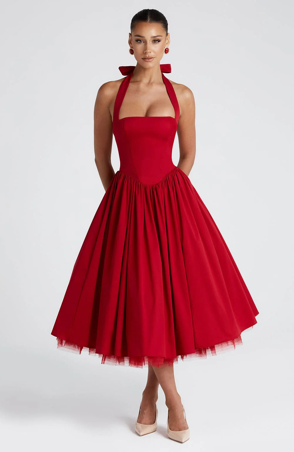 EVANA MIDI DRESS – RED