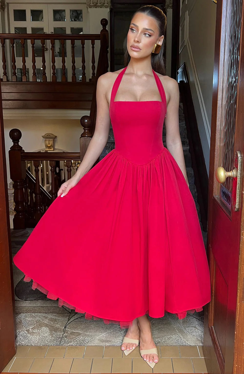EVANA MIDI DRESS – RED