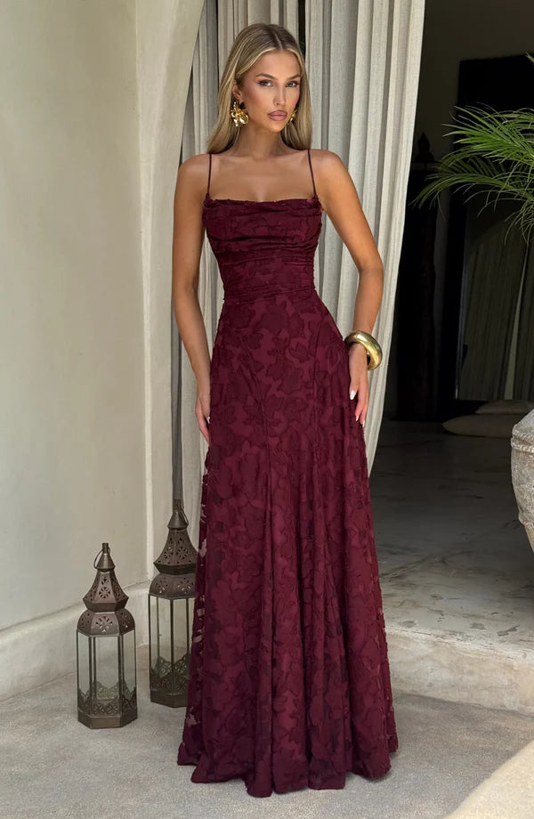 FRANCIS MAXI DRESS – CHERRY LACQUER