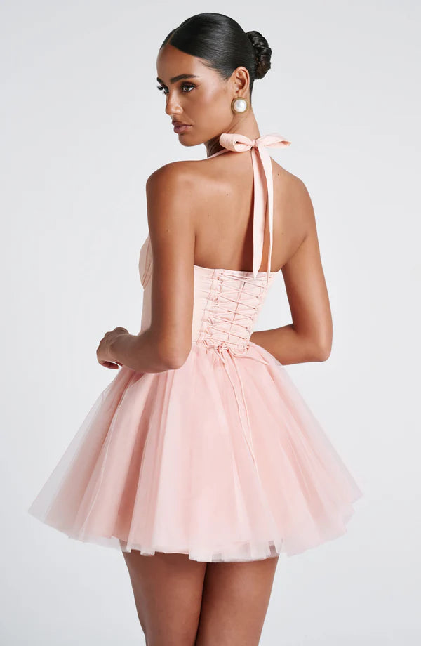 SERAPHINA MINI DRESS – SOFT PEACH