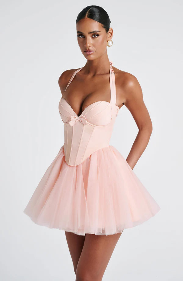 SERAPHINA MINI DRESS – SOFT PEACH