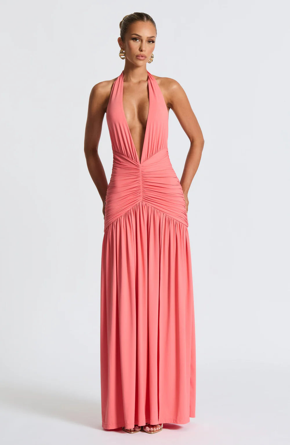 MELANIA MAXI DRESS - CORAL PINK