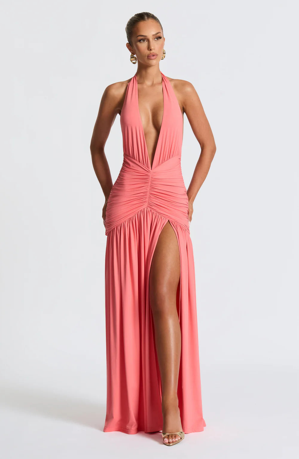 MELANIA MAXI DRESS - CORAL PINK