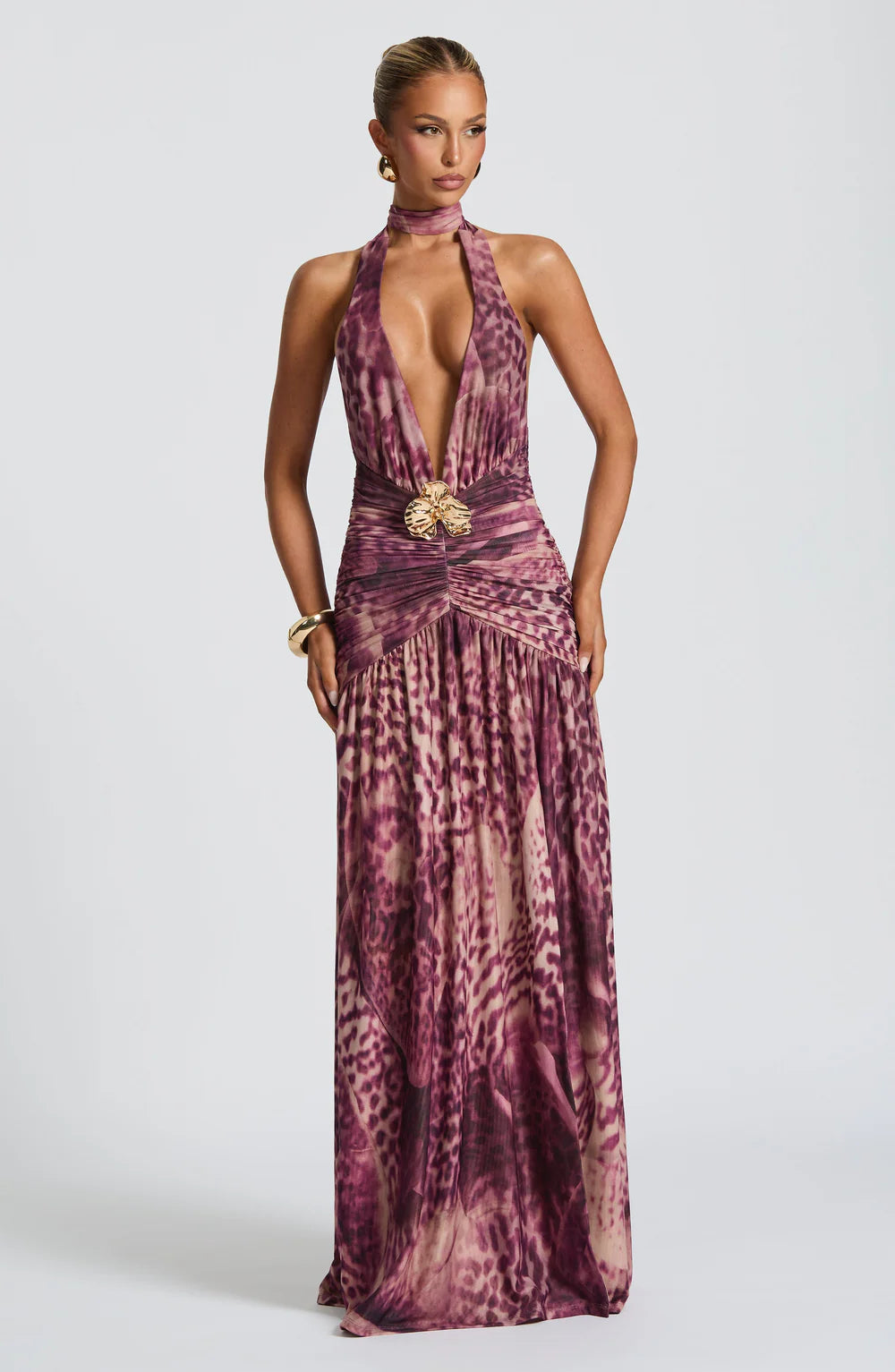MELANIA MAXI DRESS - MAGENTA ORCHID PRINT