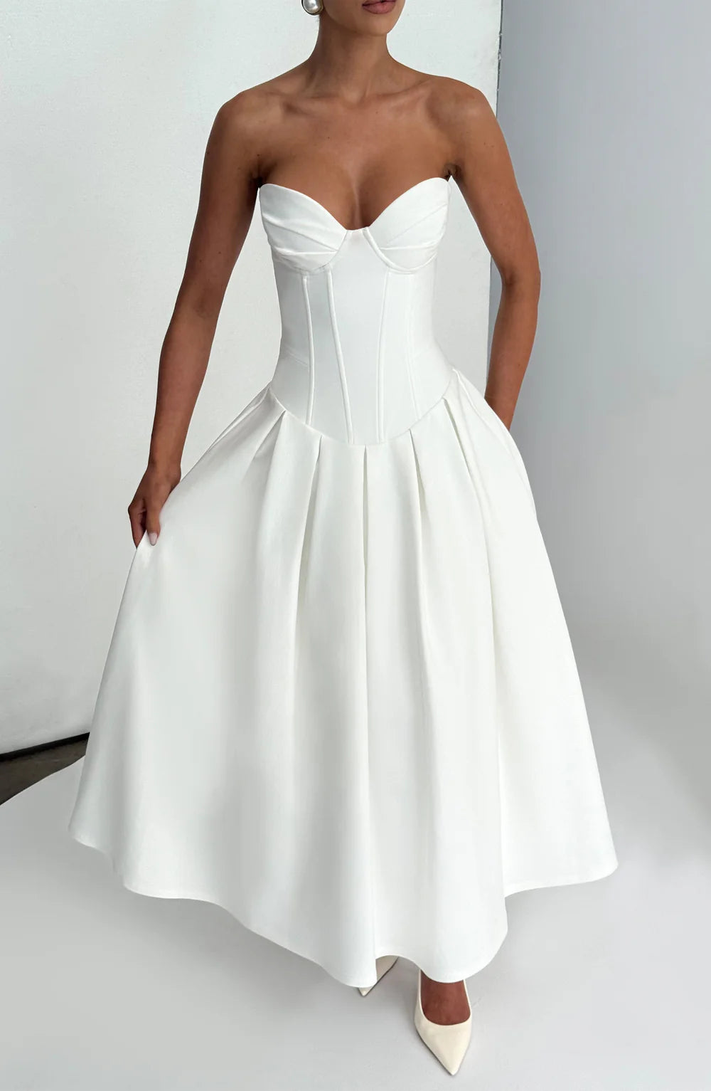 CAMILLE MIDI DRESS – IVORY