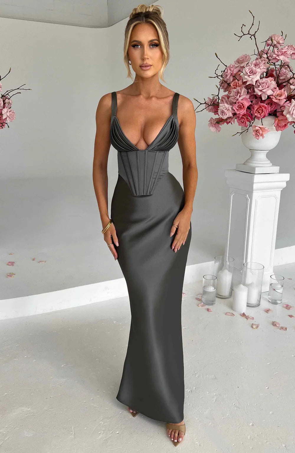 ALINA MAXI DRESS – CHARCOAL