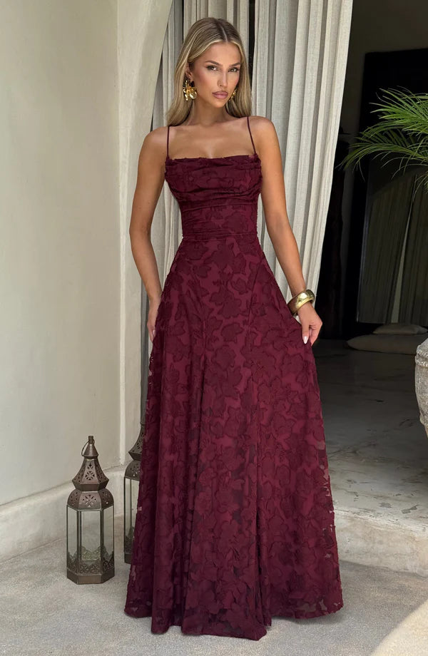FRANCIS MAXI DRESS – CHERRY LACQUER