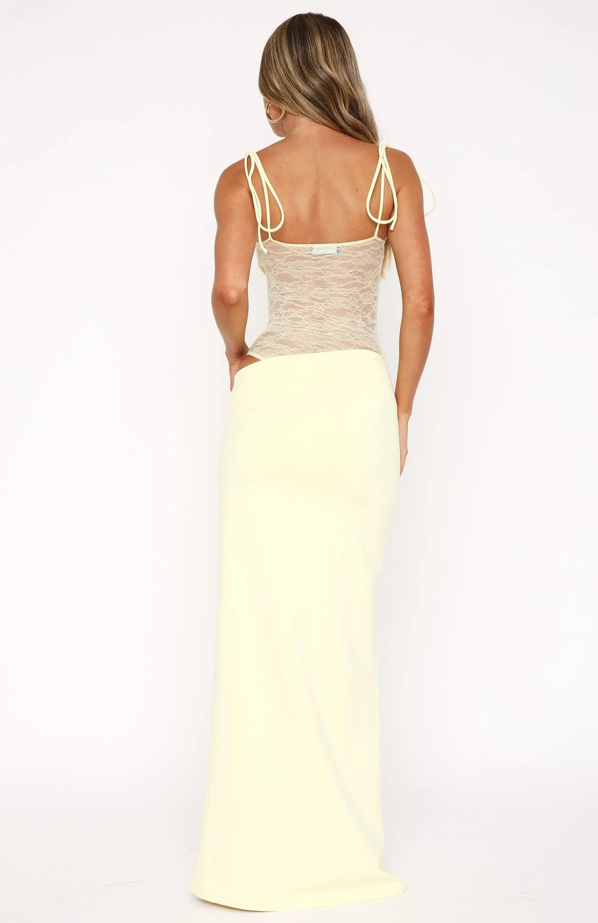 LACY MAXI DRESS - LEMON