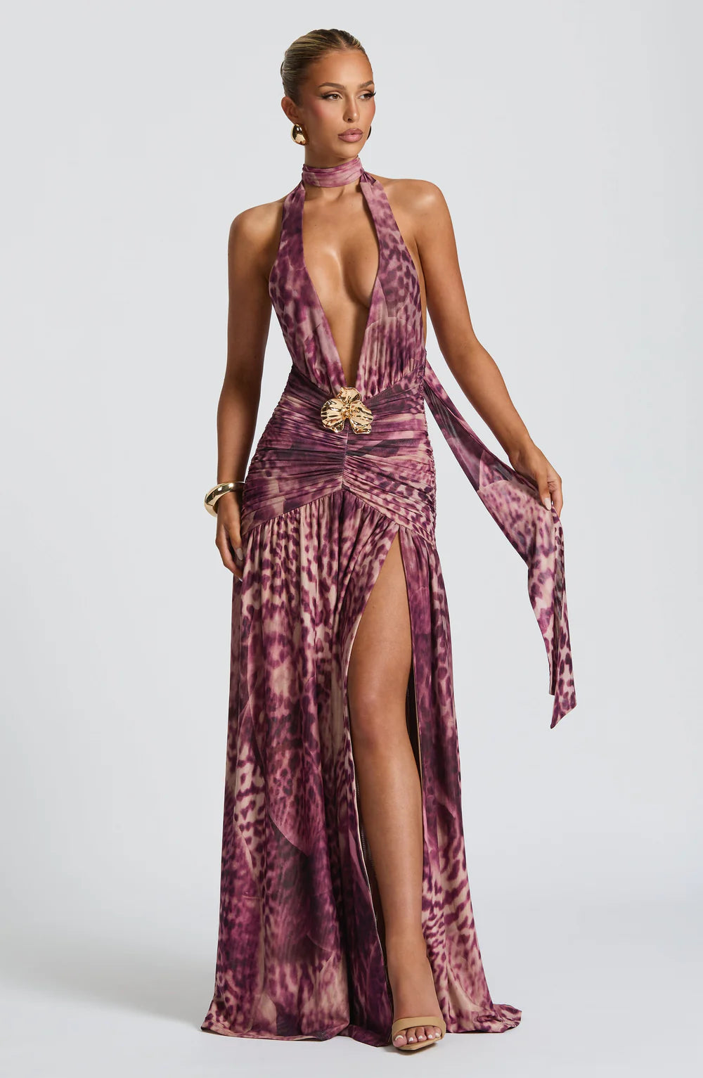MELANIA MAXI DRESS - MAGENTA ORCHID PRINT