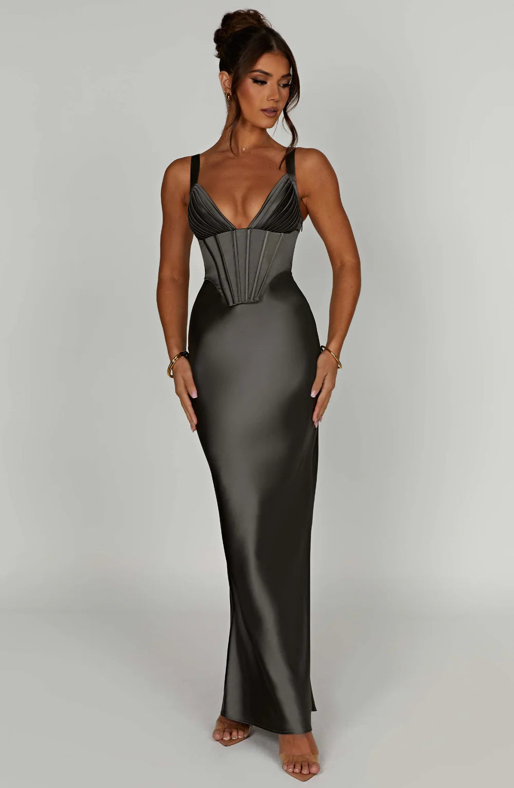 ALINA MAXI DRESS – CHARCOAL